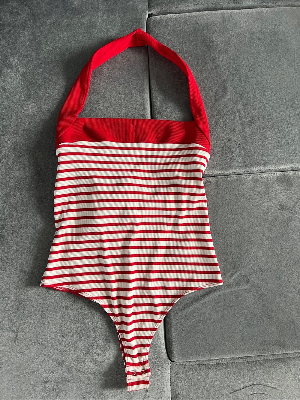 Express Red & White Striped Halter Bodysuit- NWT
